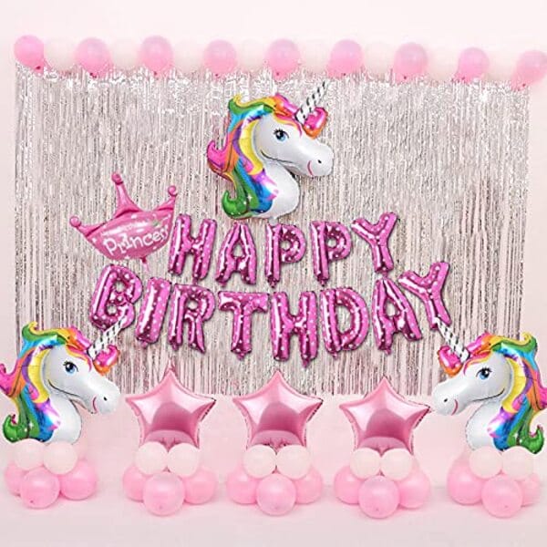 Unicorn Theme Birthday Decorations Kit For Girls - 72Pcs Combo Set Of Happy Birthday Decoration Kit For Girls With Decoration Service At Your Place