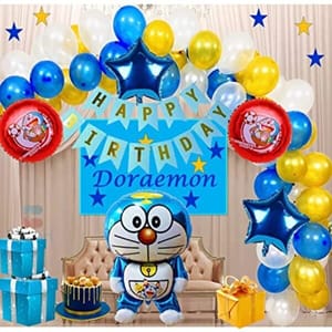 Doraemon Birthday Party Decoration Combo Pack Of 46 Pcs To Create A Big Surprise And Lots Of Fun For Kids With Decoration Service At Your Place