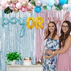 Baby Shower Decoration Items- 99Pcs Baby Shower Decorations,Baby Shower Foil Balloons, Foil Curtains, Metallic Balloons, Confetti Balloons, Leaves, Arch, Glue Dot With Decoration Service At Your Place