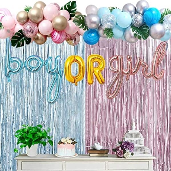 Baby Shower Decoration Items- 99Pcs Baby Shower Decorations,Baby Shower Foil Balloons, Foil Curtains, Metallic Balloons, Confetti Balloons, Leaves, Arch, Glue Dot With Decoration Service At Your Place