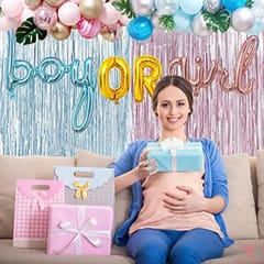 Baby Shower Decoration Items- 99Pcs Baby Shower Decorations,Baby Shower Foil Balloons, Foil Curtains, Metallic Balloons, Confetti Balloons, Leaves, Arch, Glue Dot With Decoration Service At Your Place