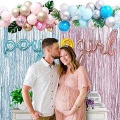 Baby Shower Decoration Items- 99Pcs Baby Shower Decorations,Baby Shower Foil Balloons, Foil Curtains, Metallic Balloons, Confetti Balloons, Leaves, Arch, Glue Dot With Decoration Service At Your Place