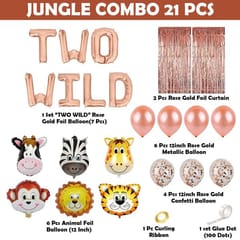 Rose Gold 2Nd Birthday Jungle Theme Decoration For Girls - 21Pcs Two Wild Decoration - 2Nd Birthday Party Decorations,Birthday Decorations Kit For Girls 2Nd Birthday/ Baby Birthday Decoration Items 2 Year / Birthday Decorations Kit For Girls 2Nd Birthday  With Decoration Service At Your Place