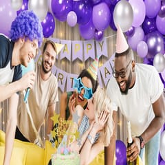 Happy Birthday Decoration Kit - 45Pcs Birthday Decoration For Girls, Purple Theme Decor Items Set With Decoration Service At Your Place