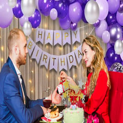 Happy Birthday Decoration Kit - 45Pcs Birthday Decoration For Girls, Purple Theme Decor Items Set With Decoration Service At Your Place