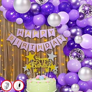 Happy Birthday Decoration Kit - 45Pcs Birthday Decoration For Girls, Purple Theme Decor Items Set With Decoration Service At Your Place