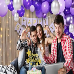 Happy Birthday Decoration Kit - 45Pcs Birthday Decoration For Girls, Purple Theme Decor Items Set With Decoration Service At Your Place