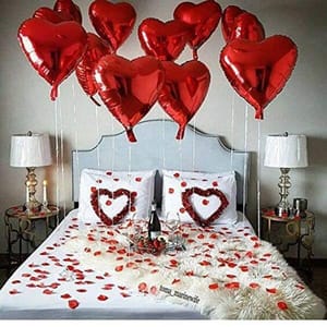 Elegant & Romantic Touch Of Red Gold I Love You Banner Balloons Perfect For Happy Decorations Kit Of 96Pc With Decoration Service At Your Place