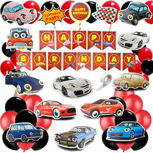 Boy'S Car Theme Decoration Combo Kit For Happy Birthday Decoration - 58 Pcs, Multicolor With Decoration Service At Your Place With Decoration Service At Your Place