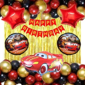 Boy'S Car Theme Decoration Combo Kit For Happy Birthday Decoration - 38 Pcs, Multicolor With Decoration Service At Your Place With Decoration Service At Your Place