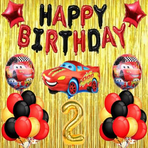 Boy'S Car Theme Decoration Combo Kit For Happy Birthday Decoration - 39 Pcs, Multicolor With Decoration Service At Your Place With Decoration Service At Your Place