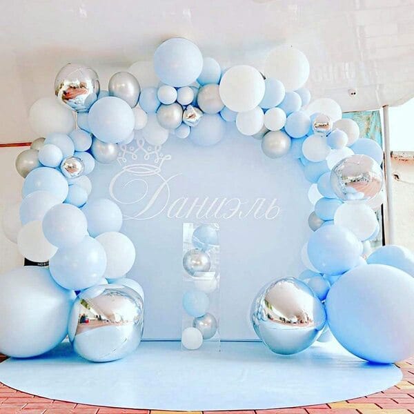 Happy Birthday Balloons Garland Kit-138Pcs Birthday Decorations Kit For Boys/Blue Rubber Helium Balloons For Decoration/ 1St Bday/Ballon Packet/ Balloon Material With Decoration Service At Your Place With Decoration Service At Your Place