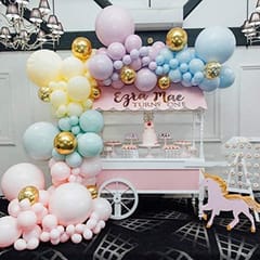 Pastel Balloons Decorations- 115Pcs Garland For Combo Birthday Decoration/ Unicorn Theme/ Candy/ Donut/1St First Years Baby/Bachelorette With Decoration Service At Your Place With Decoration Service At Your Place