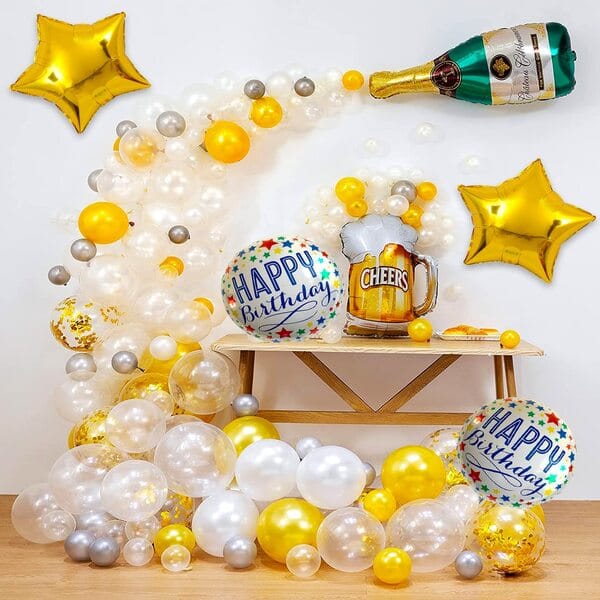 Foil & Latex For Adult Birthday Decoration Balloons Combo (Decoration, Golden) - Set Of 40 With Decoration Service At Your Place With Decoration Service At Your Place