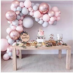 Pink Rubber Balloons Garland Arch Kit- 87Pcs, Birthday Decoration Items For Girls/Bride To Be Balloon/Girl Arrival Kit/Baby Theme Parties/1St Birthday Decoration For (Multi Color) With Decoration Service At Your Place