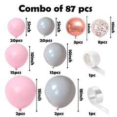 Pink Rubber Balloons Garland Arch Kit- 87Pcs, Birthday Decoration Items For Girls/Bride To Be Balloon/Girl Arrival Kit/Baby Theme Parties/1St Birthday Decoration For (Multi Color) With Decoration Service At Your Place