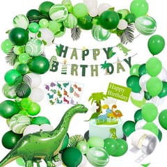 Dinosaur Theme Happy Birthday Decoration Combo Set 68Pcs For Boys,Kids Parties/1St, First Bday Decorations/Dinosaurs Banner, Balloons,Leaves, Tattoo,Cupcake Toppers,Foil Balloon Items With Decoration Service At Your Place