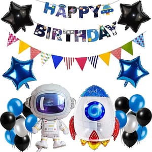 Happy Birthday Space Theme Decoration (Multicolour) Set Of 38 Pcs With Decoration Service At Your Place