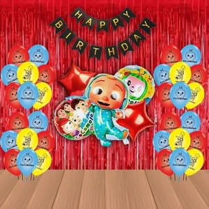 Cocomelon Birthday Party Theme Decoration Combo Kits Combo Pack Of 38 Pcs With Decorative Service At Your Place.
