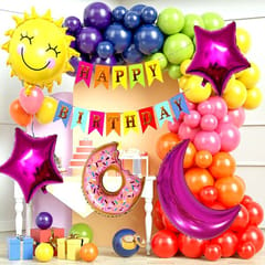 Donut Theme Birthday Decorations Combo Kit - 101Pcs Set - Pastel Balloons For Birthday With Decorative Service At Your Place.