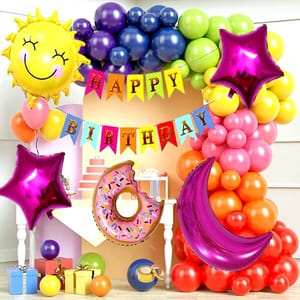 Donut Theme Birthday Decorations Combo Kit - 101Pcs Set - Pastel Balloons For Birthday With Decorative Service At Your Place.