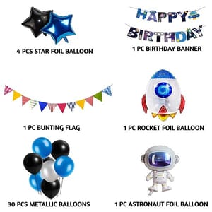 Happy Birthday Space Theme Decoration (Multicolour) Set Of 38 Pcs With Decoration Service At Your Place