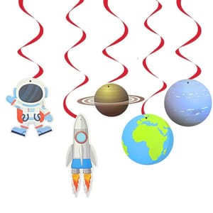 Birthday Decoration Kit Ufo Rocket Silver Moon Foil Balloon Curtain Space Theme Hanging Swirls Astronaut Combo For Boys (Pack Of 75, Multicolor) With Decoration Service At Your Place