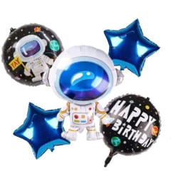 Birthday Decoration Kit Ufo Rocket Silver Moon Foil Balloon Curtain Space Theme Hanging Swirls Astronaut Combo For Boys (Pack Of 75, Multicolor) With Decoration Service At Your Place