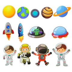 Birthday Decoration Kit Banner Planet Astronaut Cutouts Cake Topper Props Metallic Balloon Happy Birthday Space Theme Decoration For Boys (Pack Of 55, Multicolor) With Decoration Service At Your Place