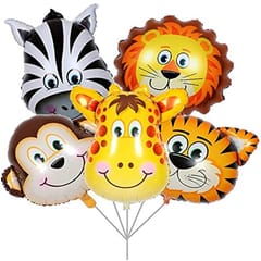 Jungle Theme Birthday Party Decorations For Kids Comb Forest Theme Happy Birthday Foil Balloons Animal Face Foil, Chrome Balloons For Boys(Pack Of 100 Pcs) With Decorative Service At Your Place.