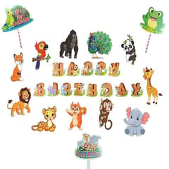 Birthday Decoration For Boys Animal Jungle Theme Birthday Decoration (Pack Of 76, Multicolor) With Decoration Service At Your Place