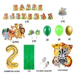 Birthday Decoration For Boys Animal Jungle Theme Birthday Decoration (Pack Of 76, Multicolor) With Decoration Service At Your Place