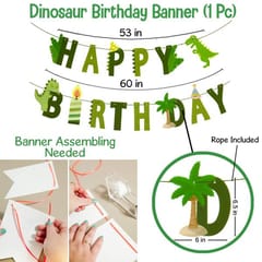 Dinosaur Theme Happy Birthday Decoration Combo Set 68Pcs For Boys,Kids Parties/1St, First Bday Decorations/Dinosaurs Banner, Balloons,Leaves, Tattoo,Cupcake Toppers,Foil Balloon Items With Decoration Service At Your Place