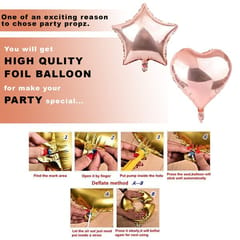 Happy Birthday Decorations For Girls -53Pcs Rose Gold Happy Birthday Decoration Items Kit- Curtain Net, Light, Cake Topper, Balloons, Banner ,Glue Dot, Arch/ Birthday Decoration Kit Items With Decoration Service At Your Place