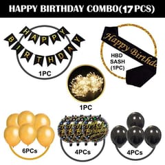 Happy Birthday Decoration Kit Combo Fairy Led Lights - 17Pcs Set With Decoration Service At Your Place With Decoration Service At Your Place