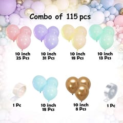 Pastel Balloons Decorations- 115Pcs Garland For Combo Birthday Decoration/ Unicorn Theme/ Candy/ Donut/1St First Years Baby/Bachelorette With Decoration Service At Your Place With Decoration Service At Your Place