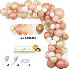 Blush Balloons Garland Arch Kit Peach Rose Gold Pastel Peach Confetti Latex Metallic Balloons (129 Pcs )With 4Pcs Tools For Wedding Birthday Party Baby Shower Decoration Service At Your Place With Decoration Service At Your Place