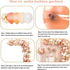 Blush Balloons Garland Arch Kit Peach Rose Gold Pastel Peach Confetti Latex Metallic Balloons (129 Pcs )With 4Pcs Tools For Wedding Birthday Party Baby Shower Decoration Service At Your Place With Decoration Service At Your Place