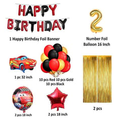 Boy'S Car Theme Decoration Combo Kit For Happy Birthday Decoration - 39 Pcs, Multicolor With Decoration Service At Your Place With Decoration Service At Your Place