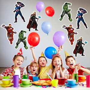 Avengers Happy Birthday Theme Party Decorations Items Combo Kit Set - 45Pcs With Banner, Cutouts, Balloons For Girls Boys Kids With Decoration Service At Your Place With Decoration Service At Your Place