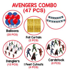 Avengers Happy Birthday Theme Party Decorations Items Combo Kit Set - 47Pcs With Banner, Cutouts, Balloons For Girls Boys Kids With Decoration Service At Your Place With Decoration Service At Your Place