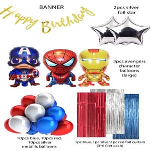 Birthday Decorations Superheros Avengers Theme Combo Kit Balloons Banner 37Pcs For Boys Girls Adults  With Decoration Service At Your Place