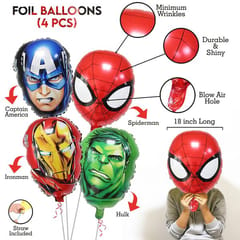 Super Hero Birthday Party Decoration Happy Birthday Banner, Super Hero Aluminum Balloon,Photo Bbooth And Metalic Balloon For Super Hero Themem Party Supplies(Pack Of 49)  With Decoration Service At Your Place