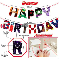 Super Hero Birthday Party Decoration Happy Birthday Banner, Super Hero Aluminum Balloon,Photo Bbooth And Metalic Balloon For Super Hero Themem Party Supplies(Pack Of 49)  With Decoration Service At Your Place