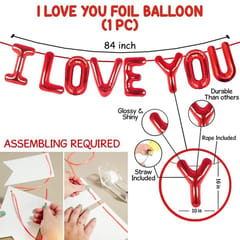 Elegant & Romantic Touch Of Red Gold I Love You Banner Balloons Perfect For Happy Decorations Kit Of 47Pc With Decoration Service At Your Place