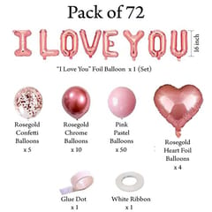 Elegant & Romantic Touch Of Red Gold I Love You Banner Balloons Perfect For Happy Decorations Kit Of 72Pc With Decoration Service At Your Place