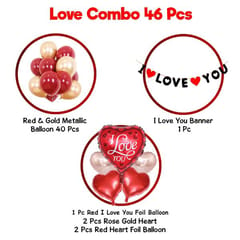 Elegant & Romantic Touch Of Red Gold I Love You Banner Balloons Perfect For Happy Decorations Kit Of 46Pc With Decoration Service At Your Place