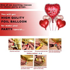 Elegant & Romantic Touch Of Red Gold I Love You Banner Balloons Perfect For Happy Decorations Kit Of 46Pc With Decoration Service At Your Place