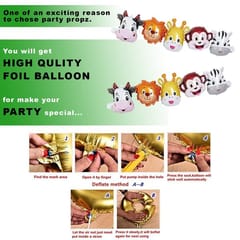 Jungle Theme Party Decoration Combo Balloon,Bunting, Character Foil Balloon 46Pcs For Kids, Boys Animal Theme Birthday Party Decorations, Animal Balloons, Birthday Theme,Theme Decoration With Decoration Service At Your Place