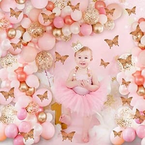 Baby Shower Decoration Items- 150Pcs Baby Shower Decorations,Baby Shower Foil Balloons, Foil Curtains, Metallic Balloons, Confetti Balloons, Leaves, Arch, Glue Dot With Decoration Service At Your Place